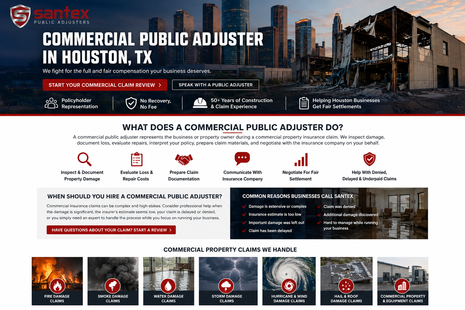 Commercial Public Adjuster in Houston, TX - Santex Public Adjusters